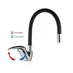 Aquieen Luxury Series Brass Black Vertical Hot &a; Cold Basin Mixer Tap image 2