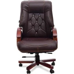 Chair Garage PU Leatherette Chocolate Brown Adjustable Height Office Chair with Back Support, CG101-picture-26