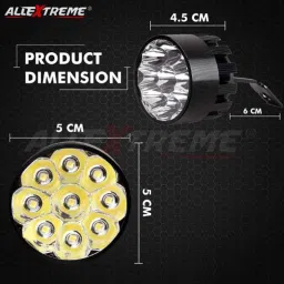 AllExtreme EX9HWS2 2 Pcs 9 LED 9W White Round Waterproof Mirror Mount Adjustable Angle Spot Beam Fog Light Set with Handlebar Switch image 3