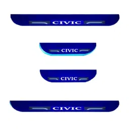 Car Accessories Hub 4 Pcs Acrylic Black Sill Scuff Plate Set with Blue LED for Honda Civic All Model-picture-35