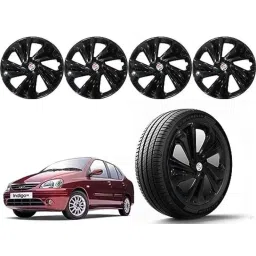 Auto Pearl 4 Pcs 14 inch Polypropylene Black Press Type Car Wheel Cover Set with Retention Ring for Tata Indigo 2002, 14WC_Tiago_Black_Indigo2002-picture-30