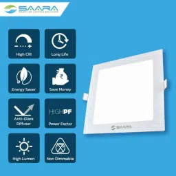 SAARA 6W IP50 Dust Proof Energy Cool White LED Square Panel Light for Home &a; Office Use (Pack of 2) image 5