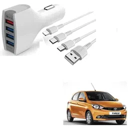 Kozdiko 4 Port USB Car Charger with 3 in 1 Cable for Tata Tiago-picture-15