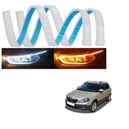 Kozdiko 2 Pcs 60cm Flexible White Daytime Running Light Set with Matrix Yellow Indicator &a; Turn Sequential Flow for Skoda Fabia-picture-16