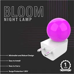 Fybros Bloom 0.5W Polycarbonate Pink Round LED Night Bulb with Plug &a; Play, FLS5297C (Pack of 3) image 3