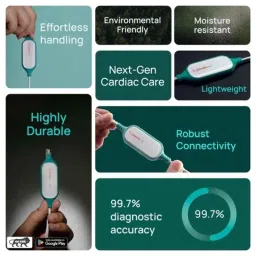 Sunfox Spandan Neo ABS Green &a; White Portable ECG Heart Rate Monitor with 3 Leads, X4-YCJI-0G4A image 3