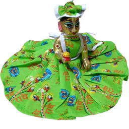 nini Laddu Gopal Ji 6 NO Summer Wear Radhe Print Dress Pack 4 (Random Color & Print) Dress image 4