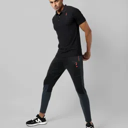 campus sutra Men Printed Black Track Pants image 3