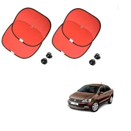 Kozdiko 4 Pcs Nylon &a; Metal Red Car Window Sun Shade Set for Volkswagen Vento-picture-47