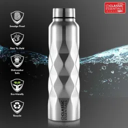 Classic Essentials 1000ml Stainless Steel Silver Puro Water Bottle (Pack of 3) image 2
