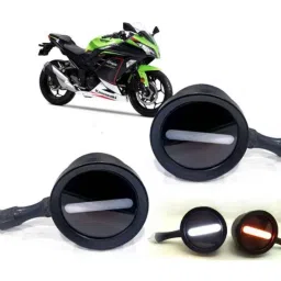 Auto Pearl 2 Pcs 12V Black Bike Front LED Indicator Light Set for Honda Ninja, F214-picture-27