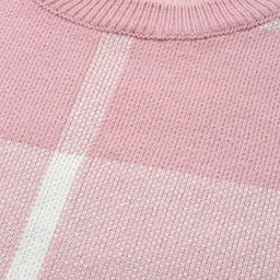 roadster Women Self Design Round Neck Pink Sweater image 2