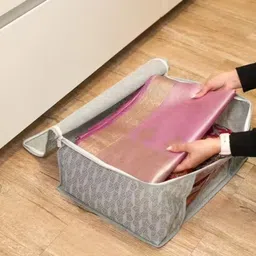 alam enterprises Printed Saree Cover (Grey 3,12 Pcs) Cotton Laundry Bag image 3