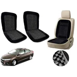 Auto Pearl PU, Velvet &a; Wooden Beads Black Rectangular Seat Cushion for City Idtec (Pack of 2 )-picture-25