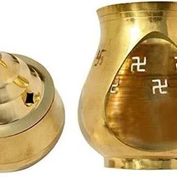 stylewell Kapoor/camphor Diffuser Brass Diya/lamp for Purification of Home Brass Table Diya image 2