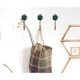 Screwtight 130mm Ceramic ‎Turquoise &a; Gold ‎Glossy Finish Multipurpose Floral Hook, CHK001FL (Pack of 4) image 2