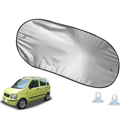 Auto Pearl Polyester Black &a; Silver Rear Window Sun Shade Curtain with Storage Pouch for Maruti Suzuki WagonR 2003-picture-48