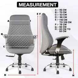 Chairtech 56x78cm High Back Steel Base Leatherette Grey Executive Office Chair image 3