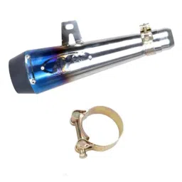 AllExtreme EX51SFC 51mm Blue Chrome Finish with Black Tail Inlet Long Grenade Muffler Silencer with Explosion Fire Shot Sound-picture-48