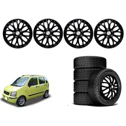 Auto Pearl 4 Pcs 13 inch Polypropylene Black Press Type Car Wheel Cover Set with Retention Ring for Maruti Suzuki WagonR 2003, WC13in_VIVA_Black_WagonR2003 image 2