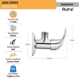Ruhe Aqua Brass Chrome Finish Angle Valve, 11-0806 image 2