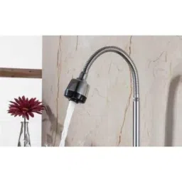 Gold Bell Dixy Stainless Steel Silver Deck Mounted Chrome Swan Neck Basin Tap with Flexible Spout image 4