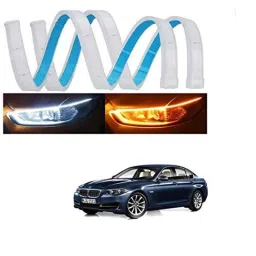 Kozdiko 2 Pcs 60cm Flexible White Daytime Running Light Set with Matrix Yellow Indicator &a; Turn Sequential Flow for BMW 5 Series-picture-26