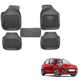 Kozdiko 5 Pcs Waterproof &a; Luxury 7D Black Leatherette Car Floor Mat Set for Hyundai Grand i10 Nios Facelift-picture-43