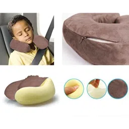 Kozdiko Velvet Brown U-Shape Travel Neck Rest Cushion Pillow for Mahindra Alturas G4 image 2