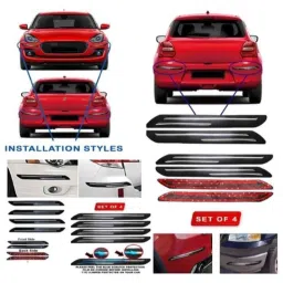 SureStrive 4 Pcs Rubber Black Bumper Guard Set with Double Chrome Line for Skoda Laura All Model, BLACKRUBBER_BP_117 image 3
