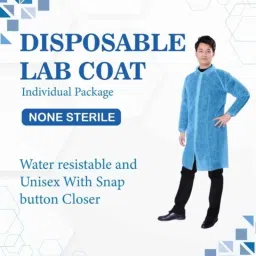 C-Cure 5 Pcs Non Woven Blue Full Sleeves Disposable Lab Coat Set, (Pack of 5) image 3