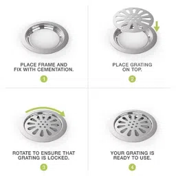 Biut 5 inch Stainless Steel 304 Glossy Finish Silver Round Floor Drain with Frame, AL-82 image 5