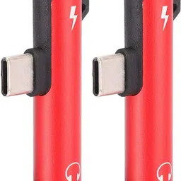 KAELAN Red Red USB C & 3.5mm Audio 2Pcs USB-C Aux Conveter & Charging Female C Port Phone Converter image 2