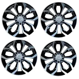 Enexoya 4 Pcs 13 inch Polypropylene Black &a; Silver Press Type Car Wheel Cover Set for Smart, WC122 image 2