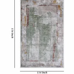 apco Green Abstract Polypropylene 9 ft x 12 ft Machine Made Carpet image 3