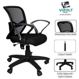 Vizolt Super 4G UB Black Low Back Mesh DIY Chair for Office, Home &a; Study image 5