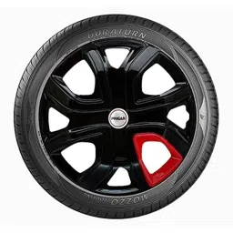 Prigan 4 Pcs 16 inch Polypropylene Black &a; Red Wheel Cover Set for Skoda Octavia, Altroz Black Red 16 image 4