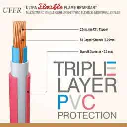Fybros 2.5 Sqmm 90m Red Single Core UFFR PVC Insulated Industrial Cable, FWC1170 image 2