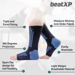 Pristyn Care beatXP Blue &a; Black Ankle Support Compression Socks, Size: XL image 4