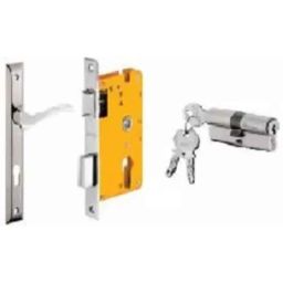 Dorset ML Series Fina 70mm Stainless Steel Silver Chrome Finish Door Handle Lock Set with Both Side Key Cylinder (Pack of 4)-picture-23