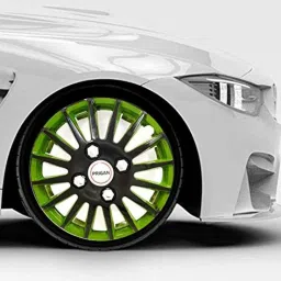 Prigan 4 Pcs 14 inch Polypropylene Black &a; Green Wheel Cover Set for Ford Figo T1, Camry-BG-14-Figot1 image 3