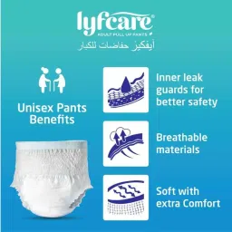 Lyfcare 10 Pcs 75-100cm White Pull Up Pant Style Adult Diaper Set, Size: Large image 4