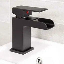 Aquieen Luxury Series Brass Black Hot &a; Cold Waterfall Basin Mixer Tap image 2