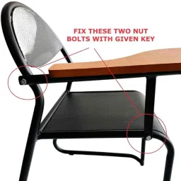 P P Chair 32x22x22 inch Cast Iron Powder Coated Black Study Chair with Wooden Side Shell (Pack of 2) image 3