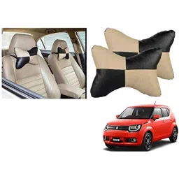 Kozdiko 2 Pcs Black &a; Beige Square Chess Design Car Neck Rest Pillow Set for Maruti Suzuki Ignis-picture-25