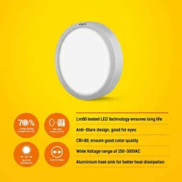 Wipro Garnet 18W Cool Day White Round Trimless Surface LED Panel Light, D641865 image 4