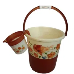 Joyo 2 Pcs 25L Plastic Brown Bucket &a; 1500ml Matching Mug Set image 5