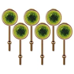 Screwtight 130mm Ceramic Yellow &a; Gold Multipurpose Crackle Glaze Hook with Brass Effect, AZ-CHK001FR-YL-6 (Pack of 6)-picture-12