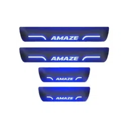 Car Accessories Hub 4 Pcs Acrylic Black Sill Scuff Plate Set with Blue LED for Honda Amaze Type-2 New-picture-20