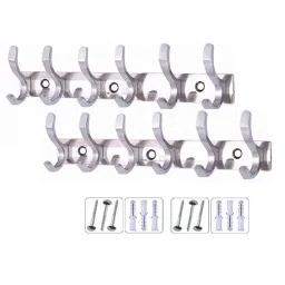 Onjecx DHS06SS Stainless Steel &a; Aluminium Alloy 6 Pin Wall Mounted Cloth Hanger (Pack of 2)-image-78